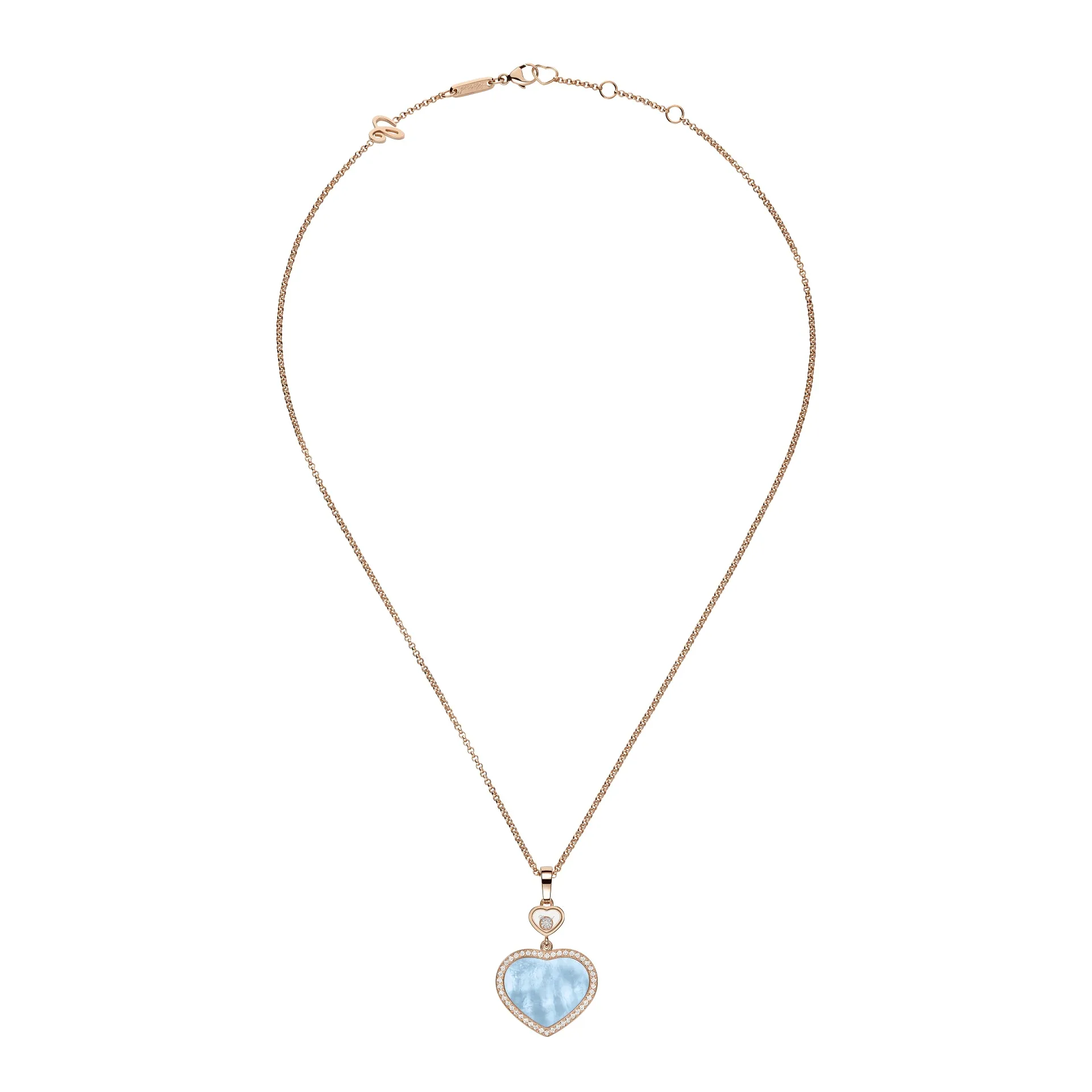 Chopard Happy Hearts 18ct Rose Gold 0.24ct Diamond Blue Mother Of Pearl Necklace sold by Jura Watches product image thumbnail 3