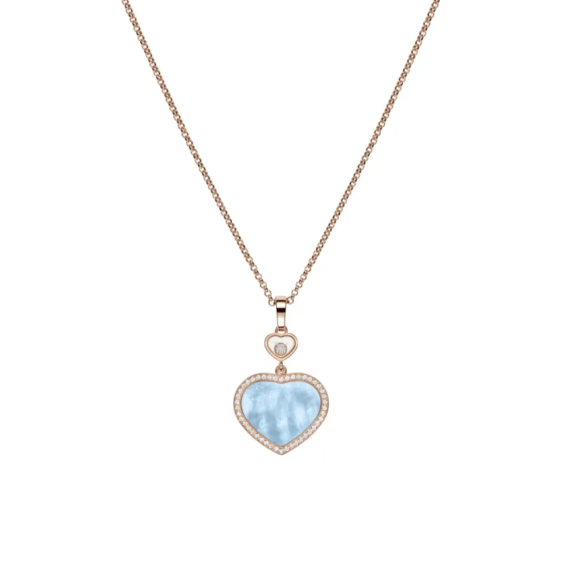 Chopard Happy Hearts 18ct Rose Gold 0.24ct Diamond Blue Mother Of Pearl Necklace sold by Jura Watches