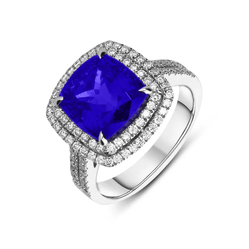 18ct White Gold 6.84ct Tanzanite and Diamond Dress Ring sold by Jura Watches
