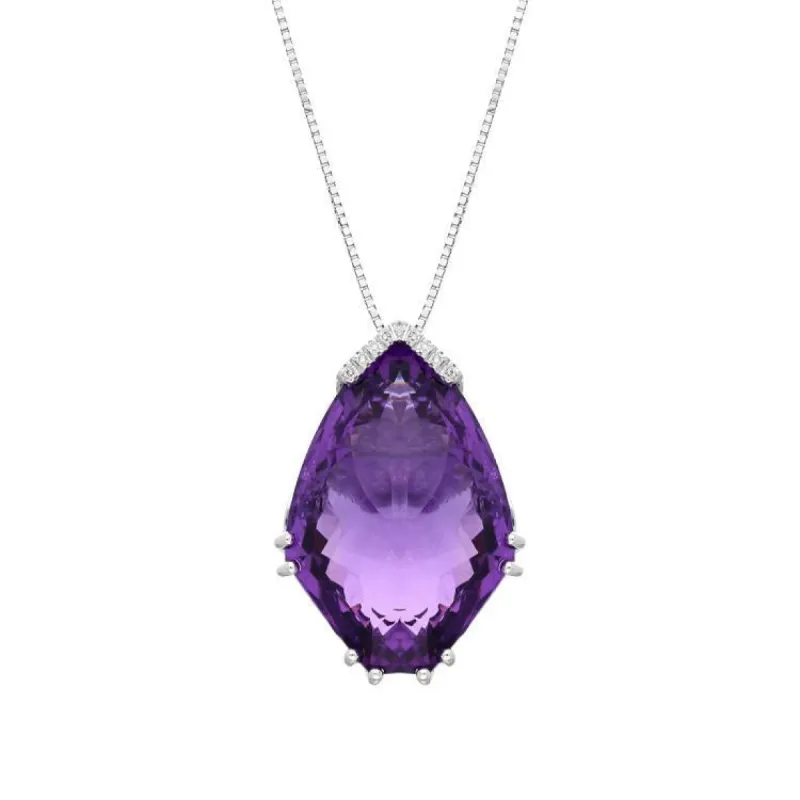 18ct White Gold 43.49ct Amethyst Diamond Necklace D sold by Jura Watches