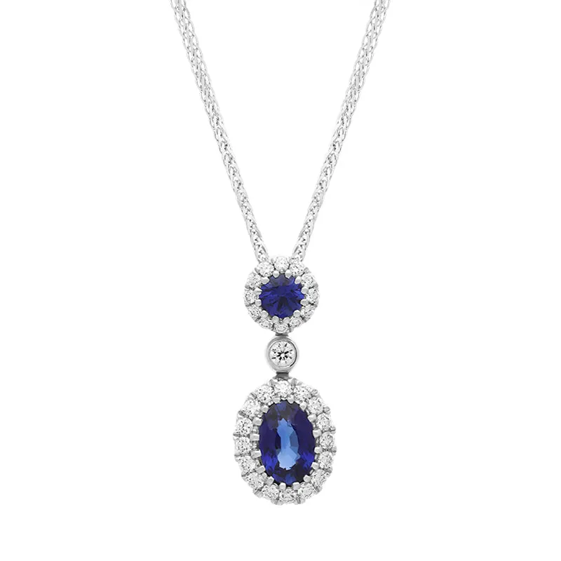 18ct White Gold 0.72ct Sapphire 0.21ct Diamond Drop Necklace sold by Jura Watches product image thumbnail 2