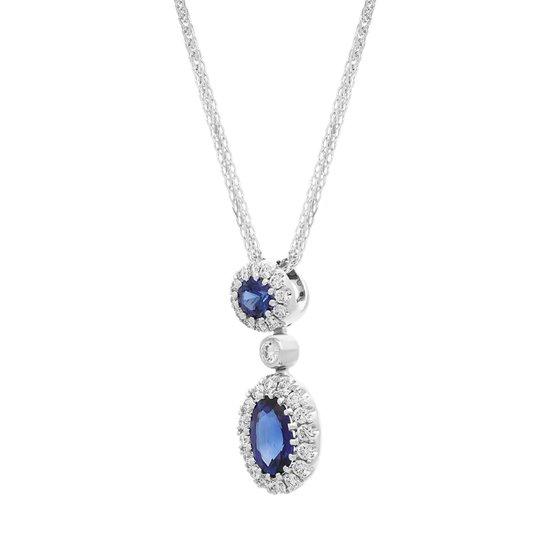 18ct White Gold 0.72ct Sapphire 0.21ct Diamond Drop Necklace sold by Jura Watches product image thumbnail 3