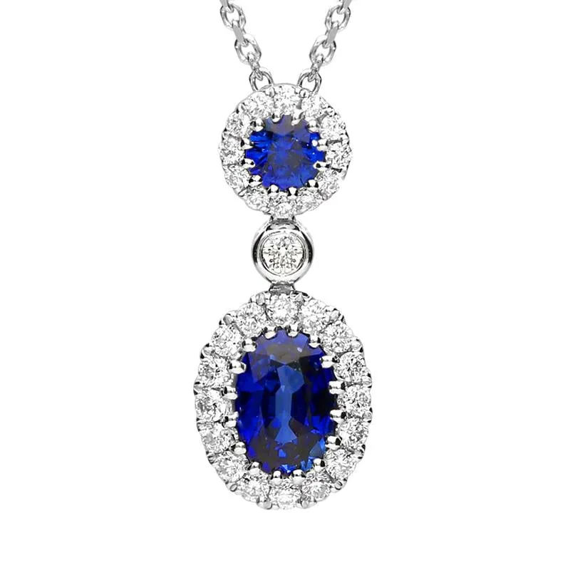 18ct White Gold 0.72ct Sapphire 0.21ct Diamond Drop Necklace sold by Jura Watches