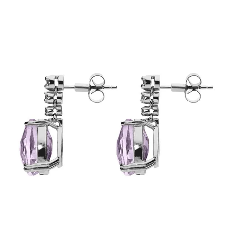 18ct White Gold 8.22ct Amethyst Diamond Drop Earrings sold by Jura Watches product image thumbnail 2