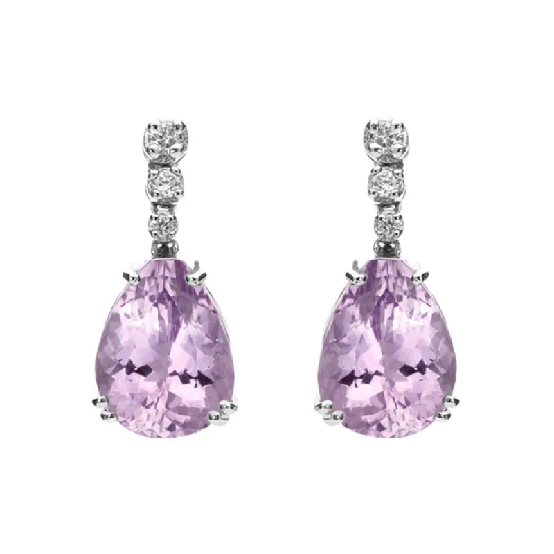 18ct White Gold 8.22ct Amethyst Diamond Drop Earrings sold by Jura Watches