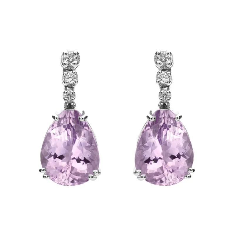 18ct White Gold 8.22ct Amethyst Diamond Drop Earrings sold by Jura Watches
