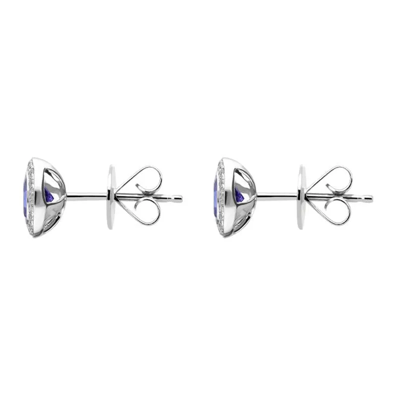 18ct White Gold 0.60ct Tanzanite Diamond Round Stud Earrings sold by Jura Watches product image thumbnail 2