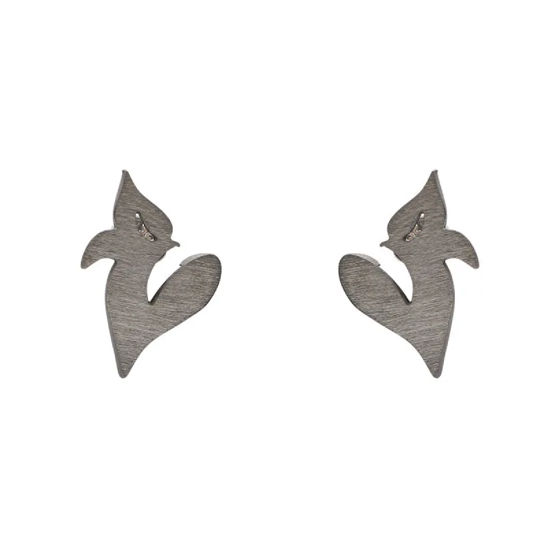 Sterling Silver Black Rhodium Abstract Flower Stud Earrings D sold by Jura Watches