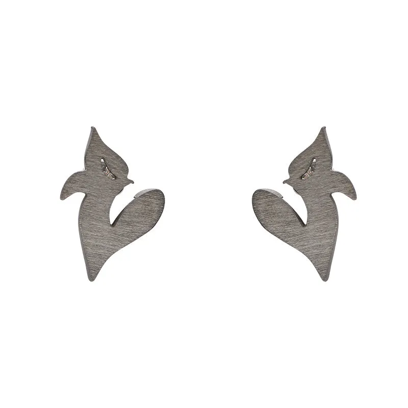 Sterling Silver Black Rhodium Abstract Flower Stud Earrings D sold by Jura Watches