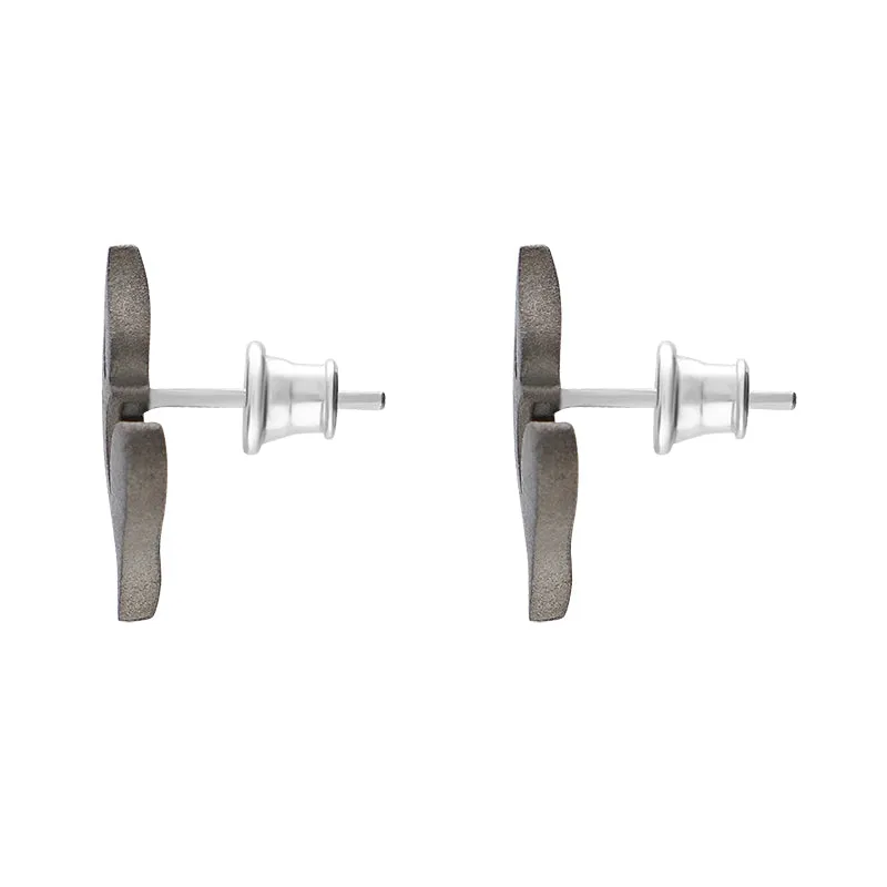 Sterling Silver Black Rhodium Abstract Flower Stud Earrings D sold by Jura Watches product image thumbnail 2