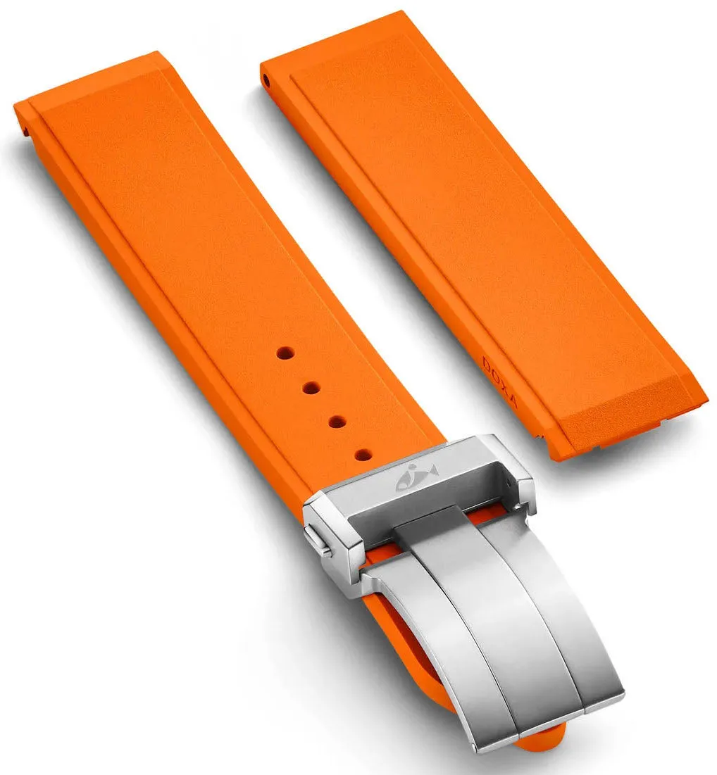 Doxa Strap SUB 600T Rubber Orange With Folding Clasp sold by Jura Watches