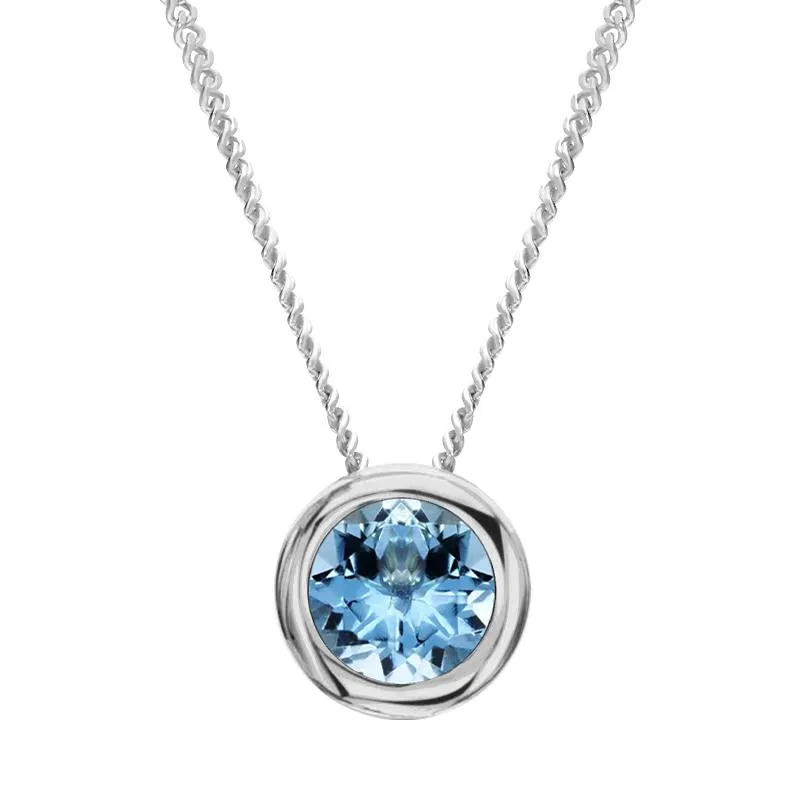 18ct White Gold 0.28ct Aquamarine Martini Slider Necklace sold by Jura Watches