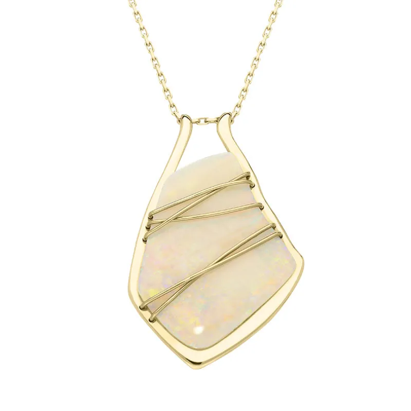 18ct Yellow Gold Opal Unique Abstract Cross Over Necklace D sold by Jura Watches