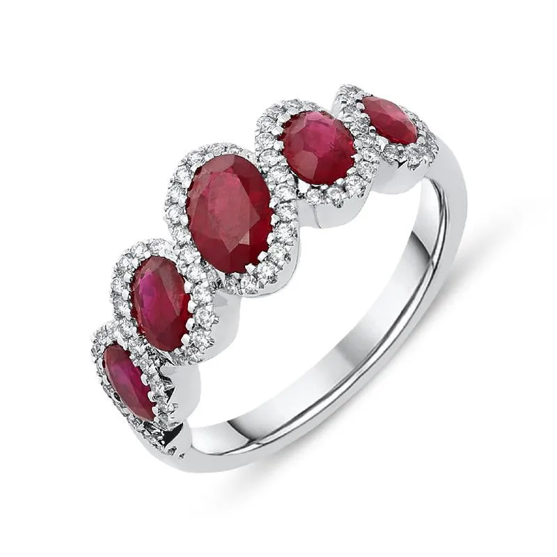 18ct White Gold 1.54ct Ruby Diamond Dress Ring sold by Jura Watches