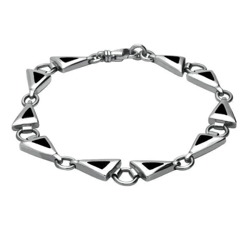 Sterling Silver Whitby Jet Triangular Freeform Bracelet D sold by Jura Watches
