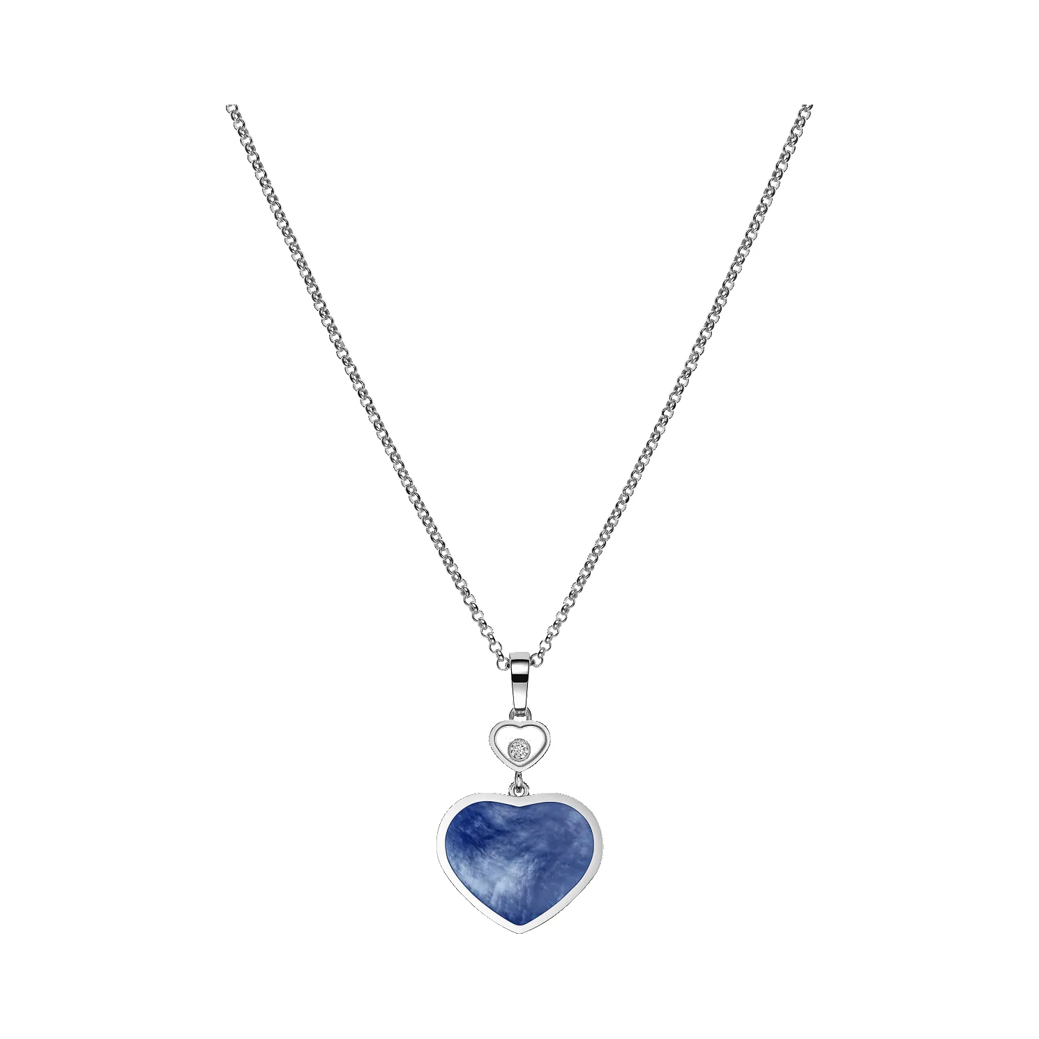 Chopard Happy Hearts 18ct White Gold Mother Of Pearl 0.05ct Diamond Necklace sold by Jura Watches