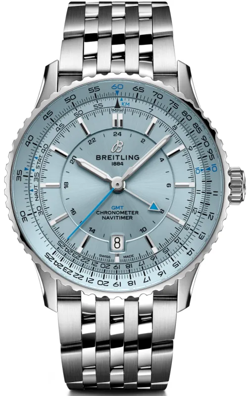 Breitling Navitimer Automatic GMT 41 Light Blue Bracelet Watch sold by Jura Watches