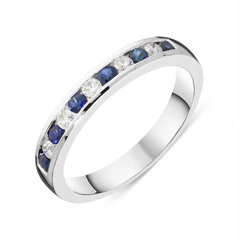 18ct White Gold 0.29ct Sapphire and Diamond Half Eternity Ring sold by Jura Watches