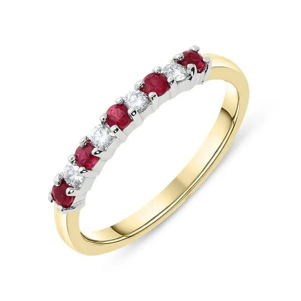 18ct Yellow Gold 0.26ct Ruby Diamond Half Eternity Ring sold by Jura Watches