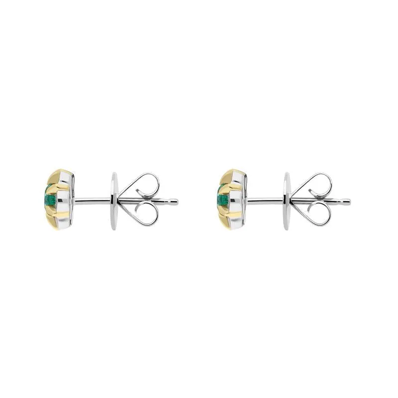 18ct White Yellow Gold 0.18ct Emerald 0.28ct Diamond Cluster Stud Earrings sold by Jura Watches product image thumbnail 2