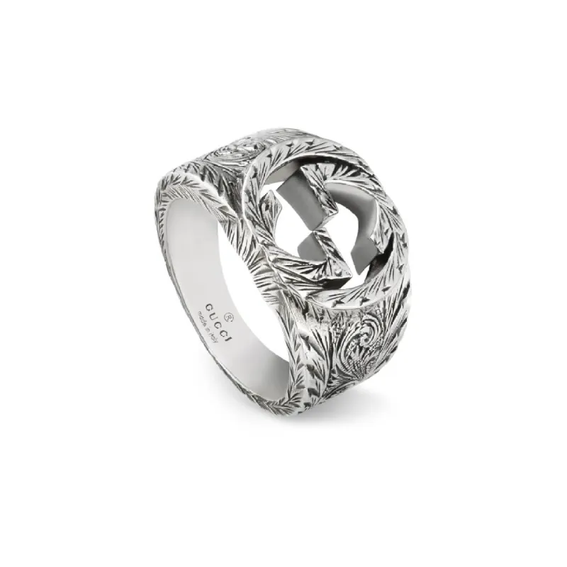 Gucci Interlocking Sterling Silver Engraved Ring D sold by Jura Watches