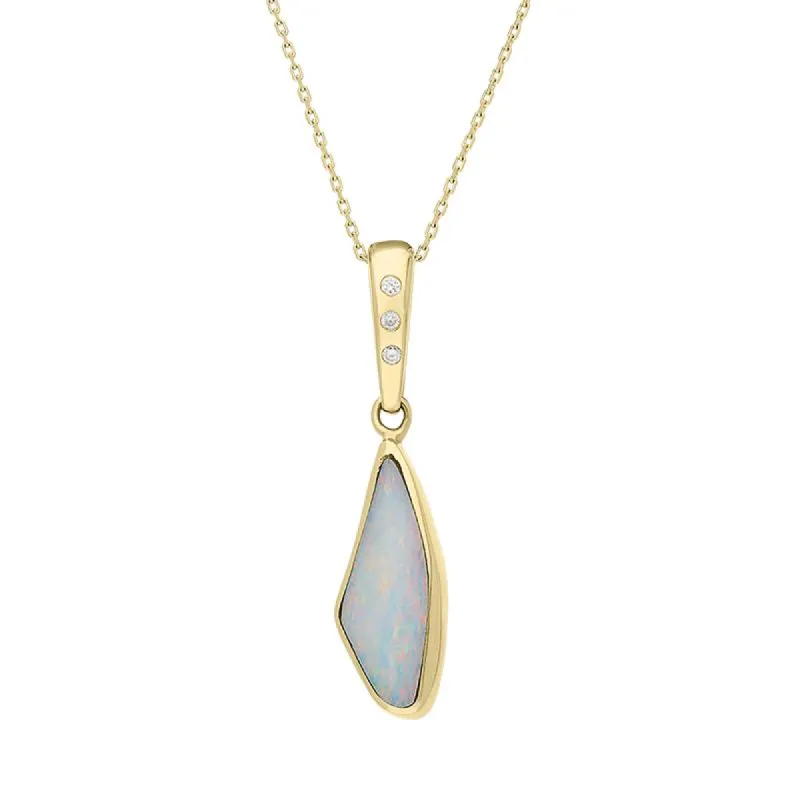 18ct Yellow Gold Opal 0.09ct Diamond Bail Unique Necklace D sold by Jura Watches