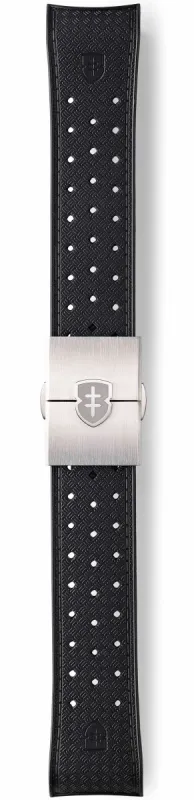 Elliot Brown Strap Leather 22mm Black Tropic Brushed Steel Deployment sold by Jura Watches