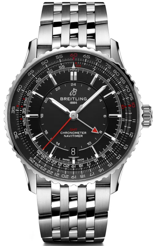 Breitling Navitimer Automatic GMT 41 Black Bracelet Watch sold by Jura Watches