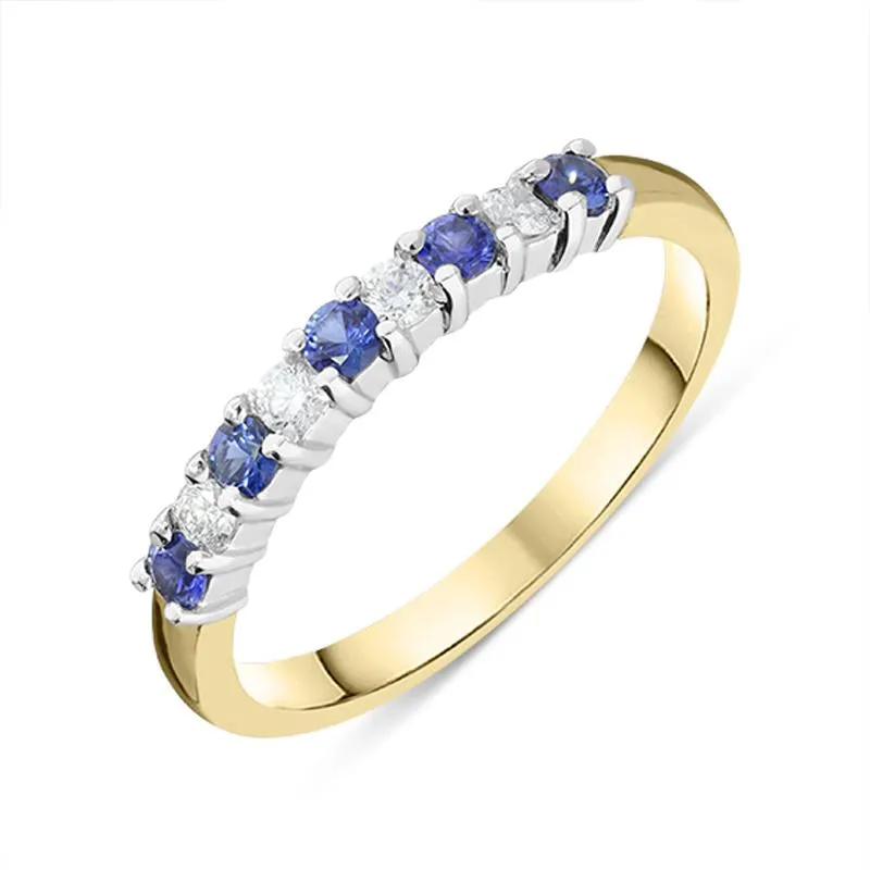 18ct Yellow Gold Sapphire Diamond Claw Set Half Eternity Ring sold by Jura Watches