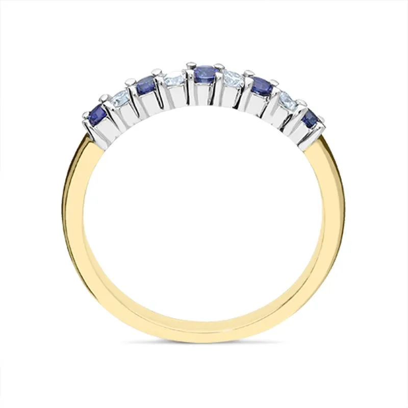 18ct Yellow Gold Sapphire Diamond Claw Set Half Eternity Ring sold by Jura Watches product image thumbnail 2