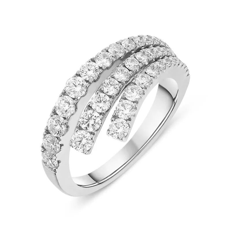 18ct White Gold 1.05ct Diamond Graduating Three Row Ring D sold by Jura Watches