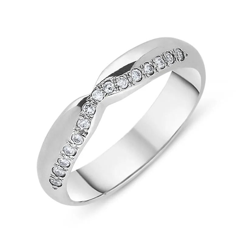 18ct White Gold 0.12ct Diamond Dipped Centre Half Eternity Ring D sold by Jura Watches