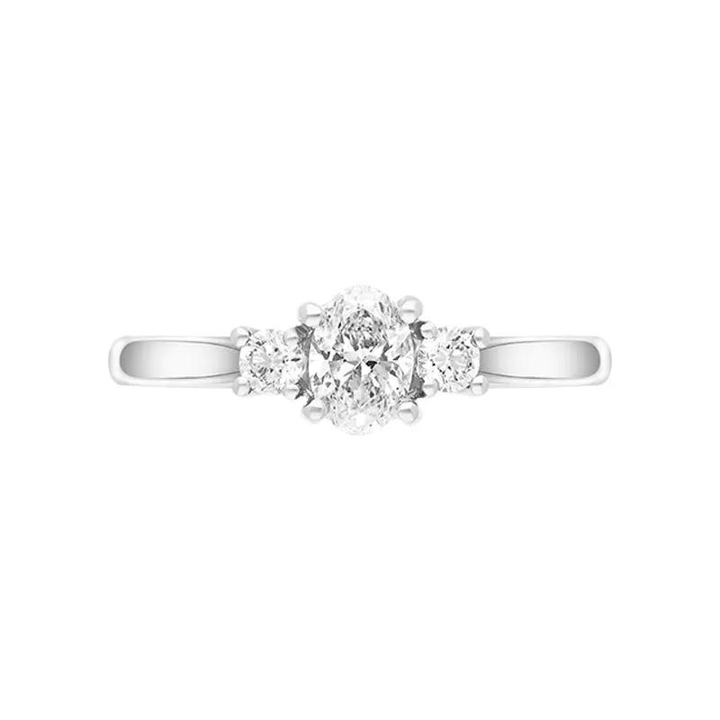 Platinum 0.58ct Diamond Oval and Round Brilliant Cut Three Stone Ring sold by Jura Watches product image thumbnail 2