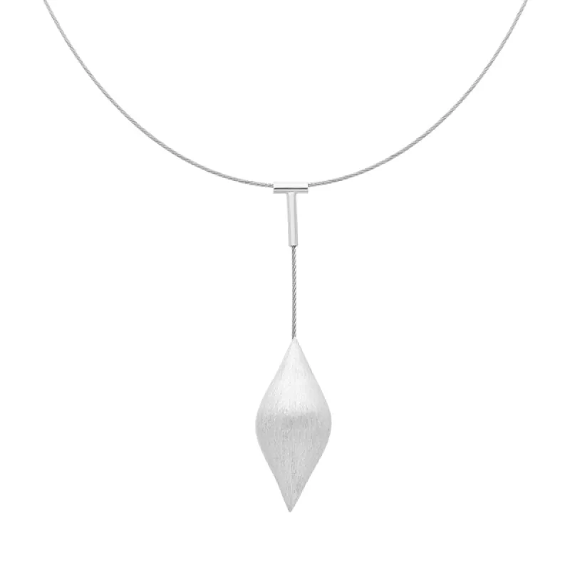 Sterling Silver Brushed Pointed Bulb Dropper Necklace D sold by Jura Watches