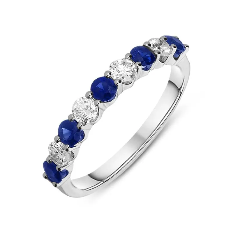 18ct White Gold Sapphire Diamond Claw Set Half Eternity Ring sold by Jura Watches