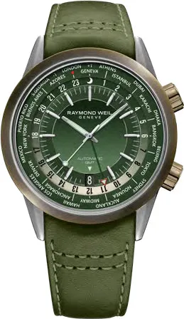 Raymond Weil Freelancer GMT Worldtimer Green sold by Jura Watches