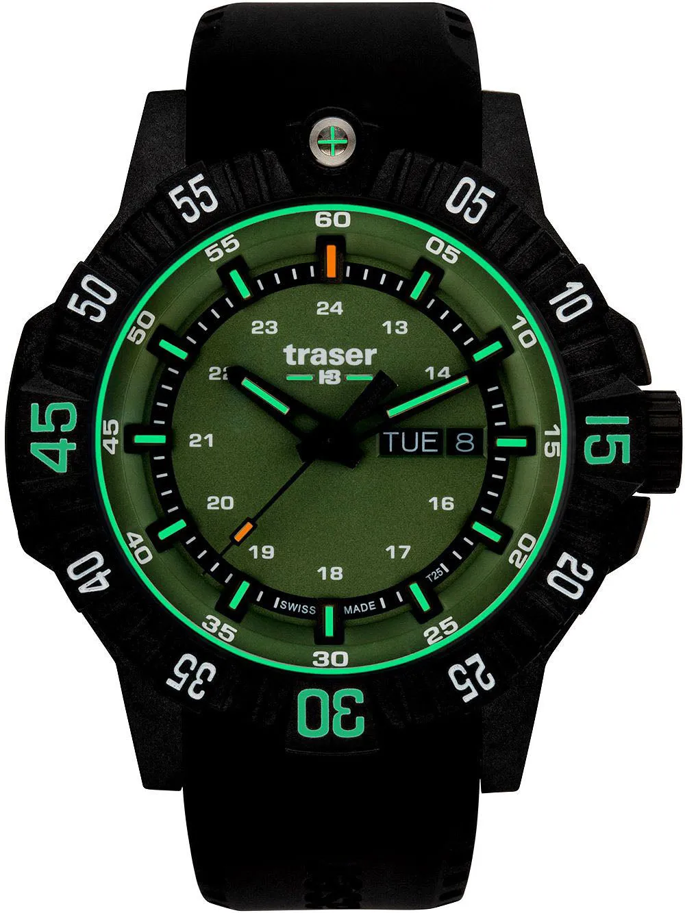 Traser H3 P99 Q Green Rubber Watch sold by Jura Watches product image thumbnail 2