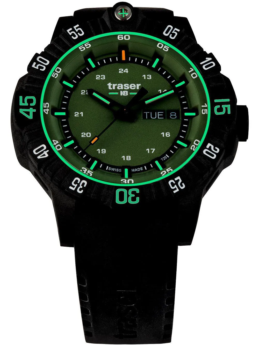 Traser H3 P99 Q Green Rubber Watch sold by Jura Watches product image thumbnail 5