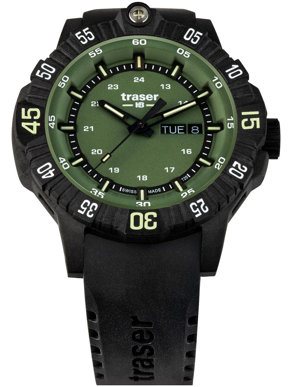 Traser H3 P99 Q Green Rubber Watch sold by Jura Watches product image thumbnail 4