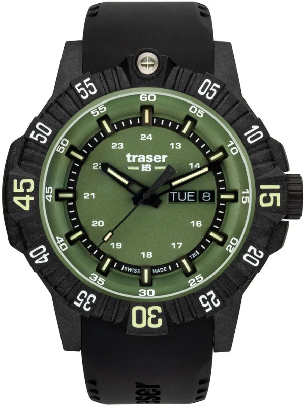 Traser H3 P99 Q Green Rubber Watch made by Jura Watches