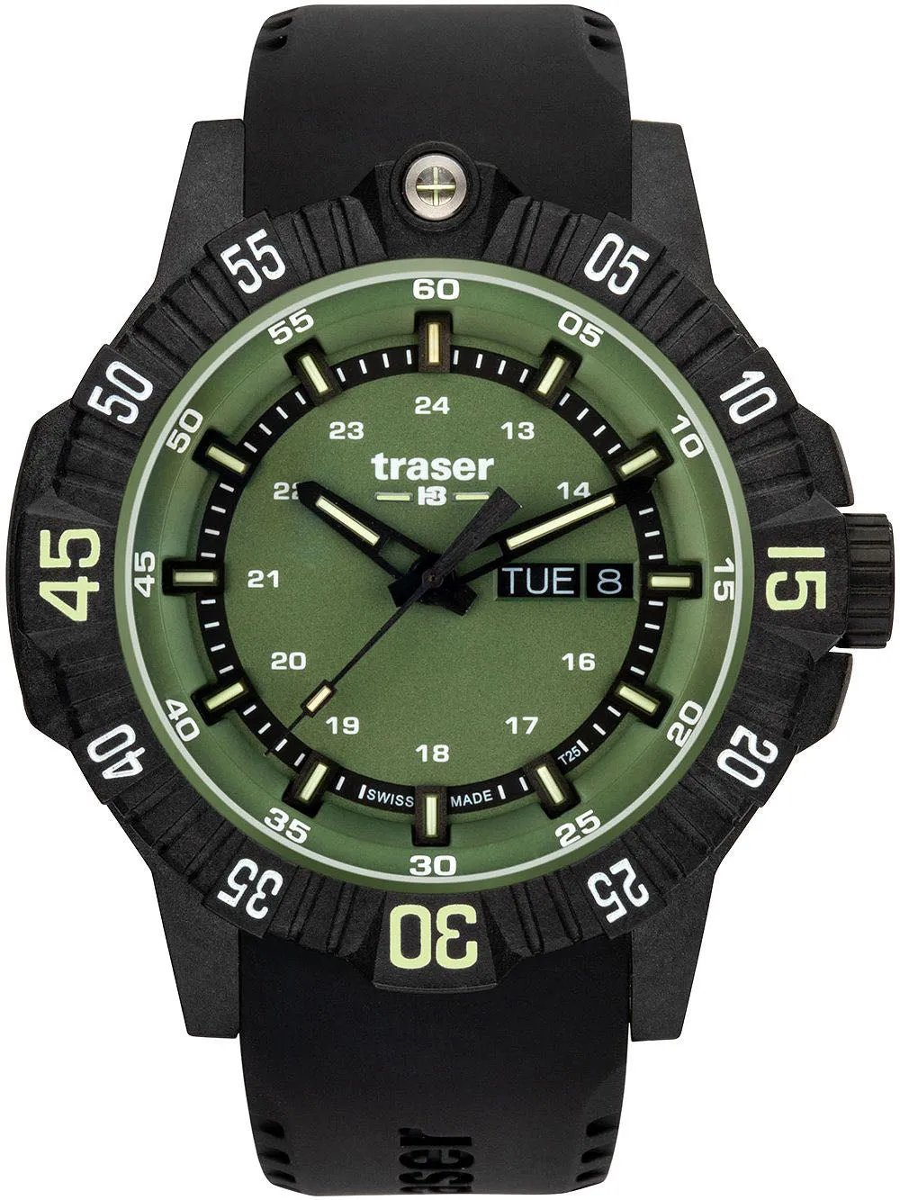 Traser H3 P99 Q Green Rubber Watch sold by Jura Watches