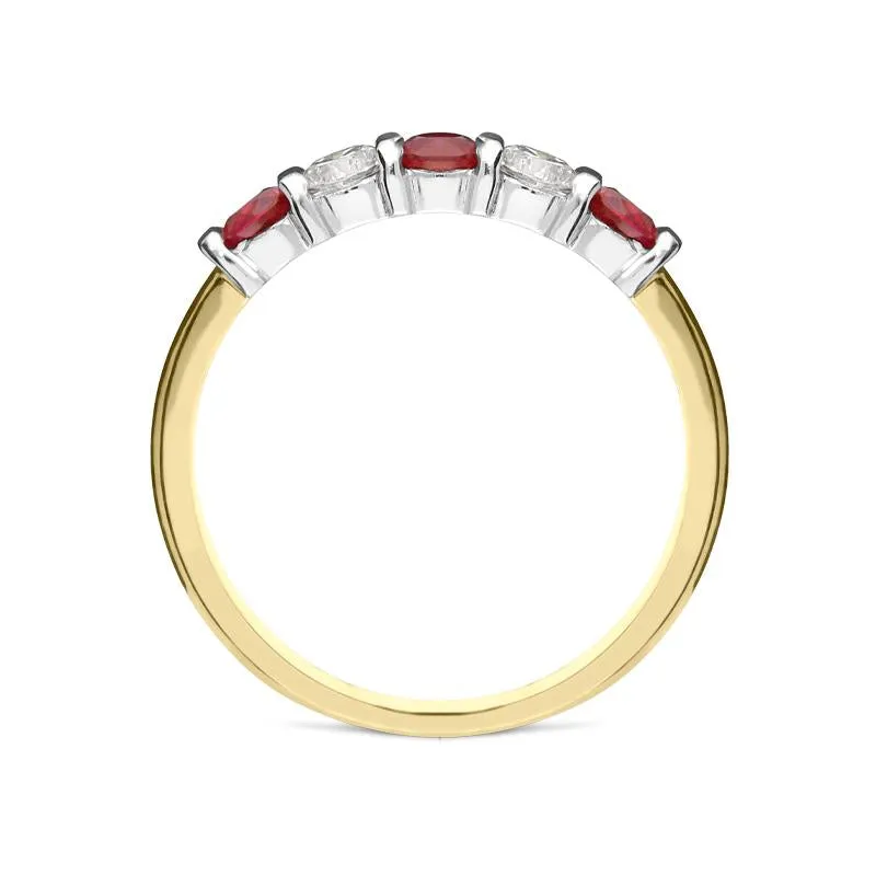 18ct Yellow Gold 0.57ct Ruby Diamond Half Eternity Ring sold by Jura Watches product image thumbnail 2