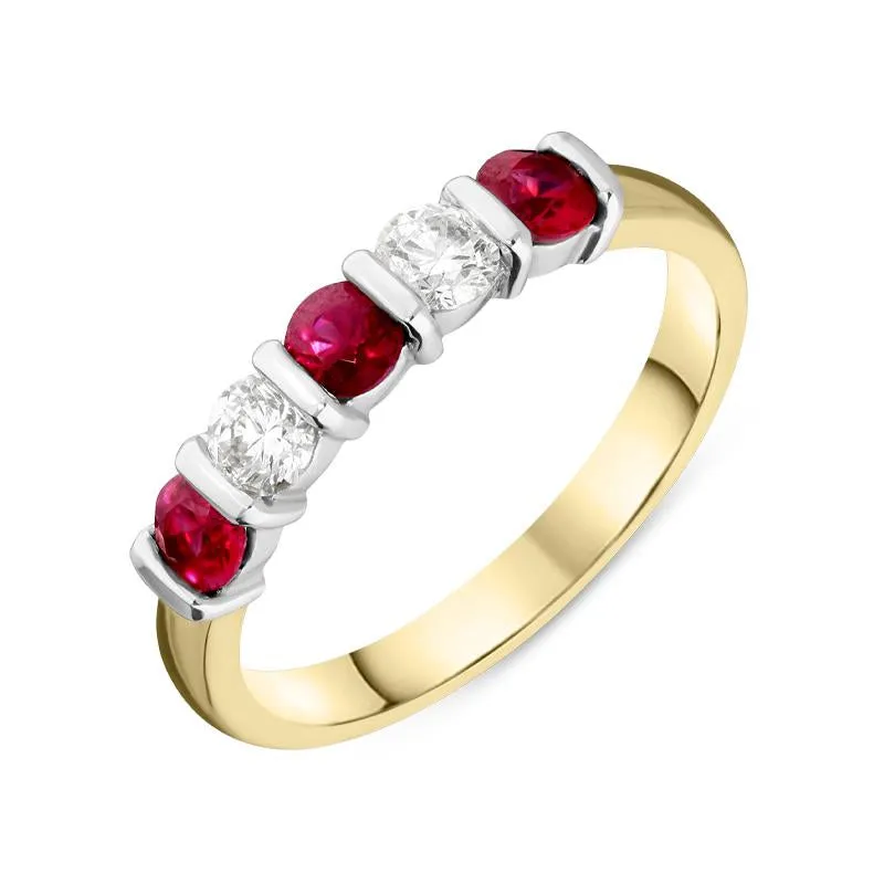 18ct Yellow Gold 0.57ct Ruby Diamond Half Eternity Ring sold by Jura Watches