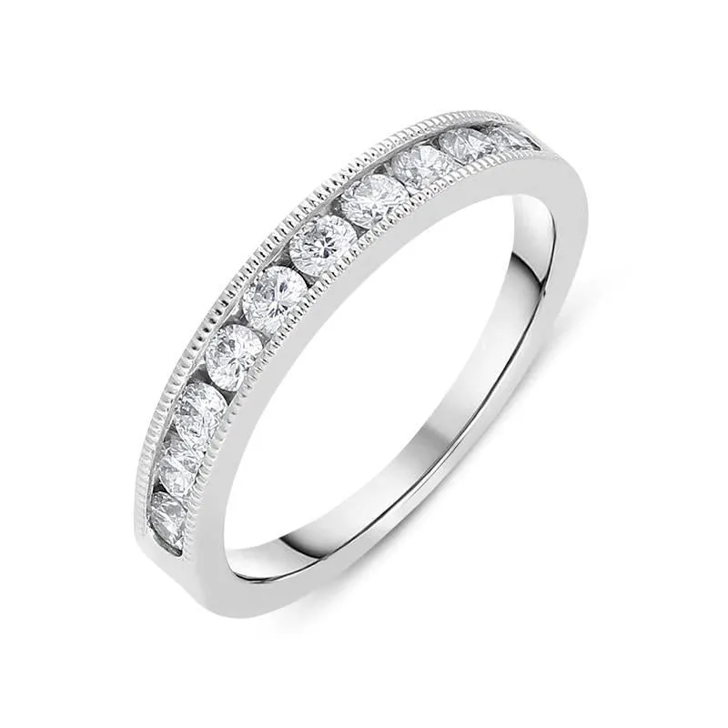 18ct White Gold 0.50ct Diamond Milgrain Wedding Half Eternity Ring sold by Jura Watches