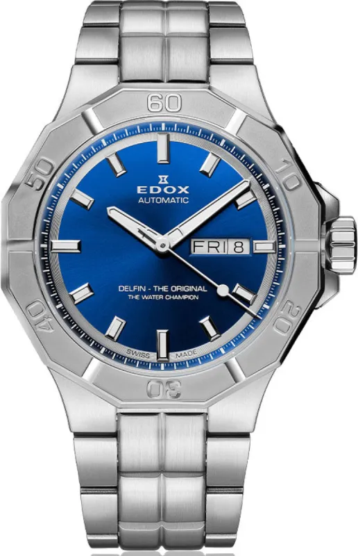Edox Delfin The Original Day Date Watch sold by Jura Watches