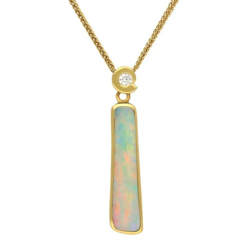 18ct Yellow Gold Opal Diamond Oblong Necklace D sold by Jura Watches