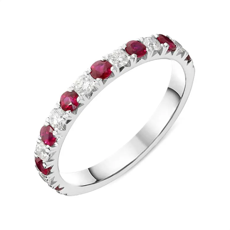 18ct White Gold 0.37ct Ruby Diamond Half Eternity Ring sold by Jura Watches