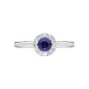 18ct White Gold 0.17ct Sapphire 0.47ct Diamond Halo Ring sold by Jura Watches