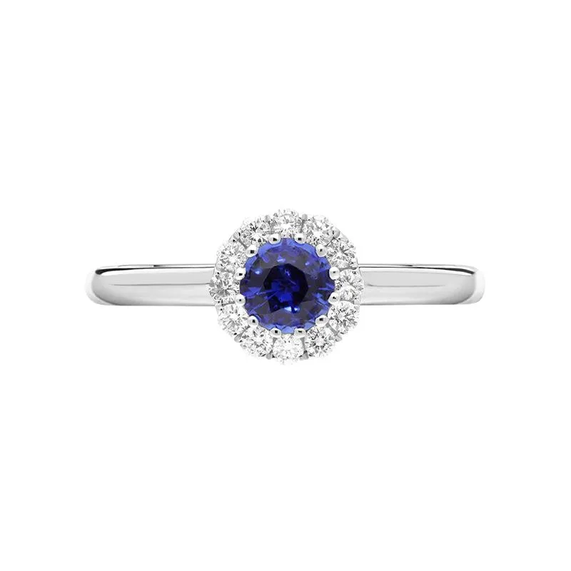 18ct White Gold 0.17ct Sapphire 0.47ct Diamond Halo Ring sold by Jura Watches product image thumbnail 2