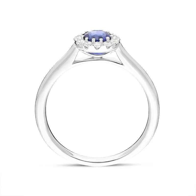 18ct White Gold 0.17ct Sapphire 0.47ct Diamond Halo Ring sold by Jura Watches product image thumbnail 3